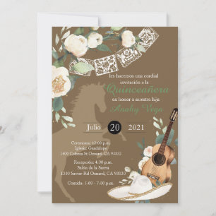 Western Gold Charro Mariachi Watercolor Invitation