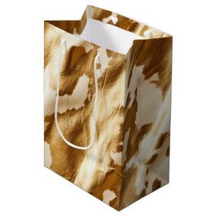 Western Gold Cream Cowhide Medium Gift Bag