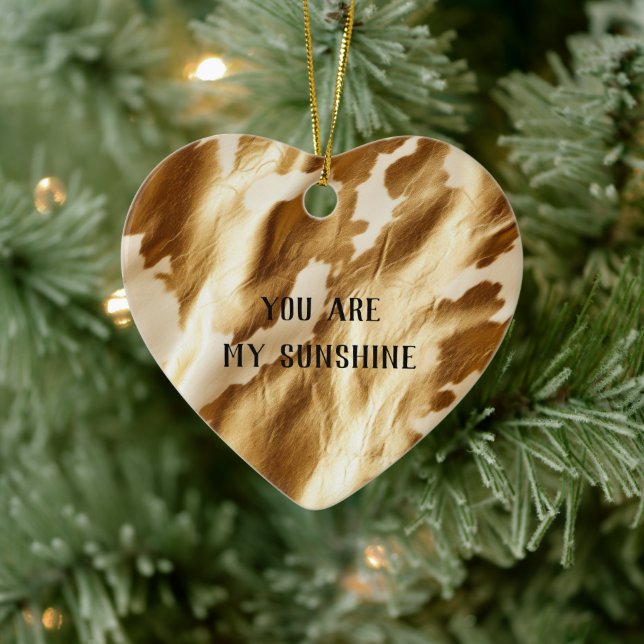 Western Gold White Cream Cowhide Ceramic Tree Decoration (Tree)