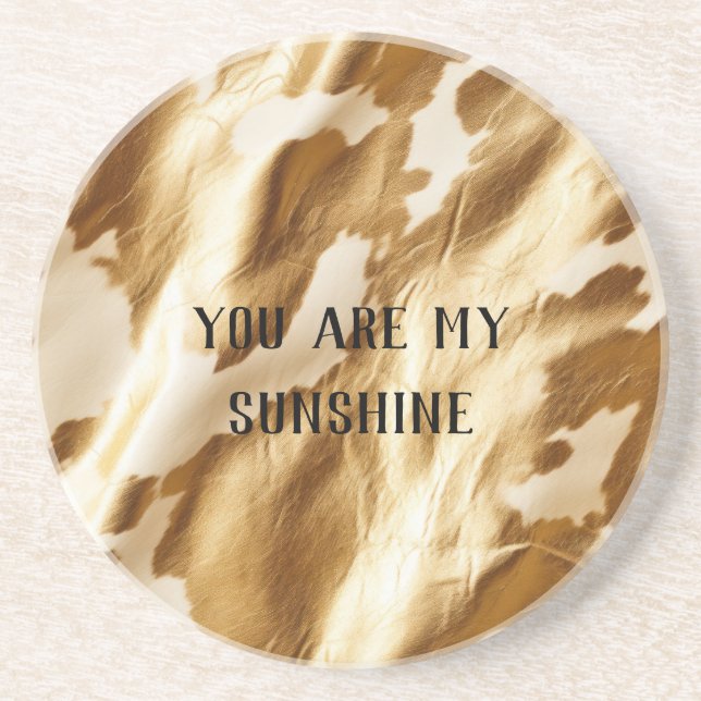 Western Gold White Cream Cowhide Coaster (Front)