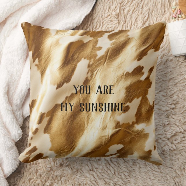 Western Gold White Cream Cowhide Cushion (Blanket)