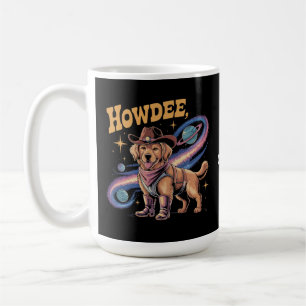 Western Golden Retriever Funny Cowboy Space Dog Coffee Mug