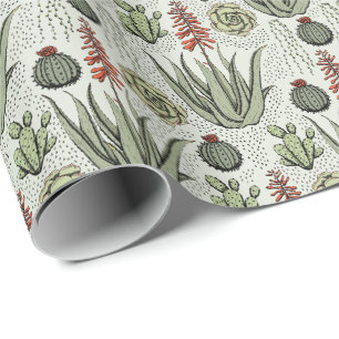 Western Green Desert Cacti and Succulents Wrapping Paper