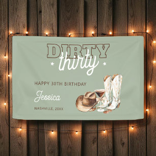 Western Green Dirty Thirty 30th Birthday Party Banner