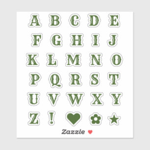 Western Green Letters Monogram Alphabet Stickers