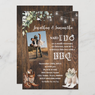 Western Greenery Said I do BBQ After Wedding Invitation