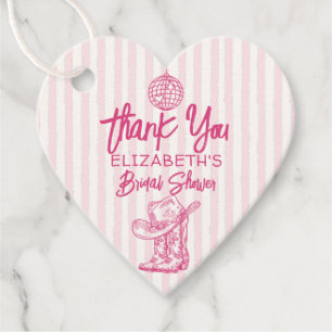 Western Hand Drawn Cowgirl Disco Party Thank You Favour Tags