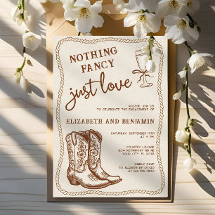 Western Hand Drawn Nothing Fancy Engagement Party Invitation