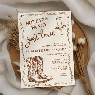 Western Hand Drawn Nothing Fancy Just Love Wedding Invitation