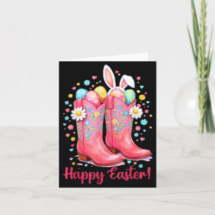 Western Happy Easter Day Cowgirl Boots Bunny Farm Card