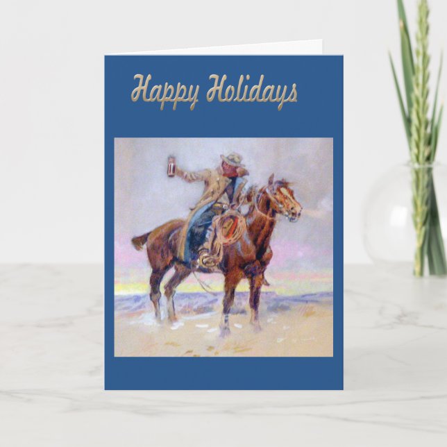 Western Happy Holidays Cowboy Greeting Card (Front)