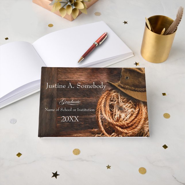 Western Hat and Lasso Graduation party Guest Book (Creator Uploaded)