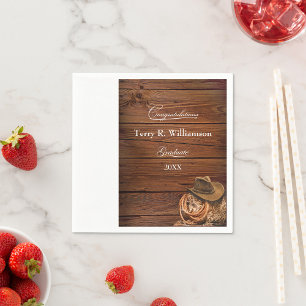 Western Hat and Lasso Graduation Party Napkin