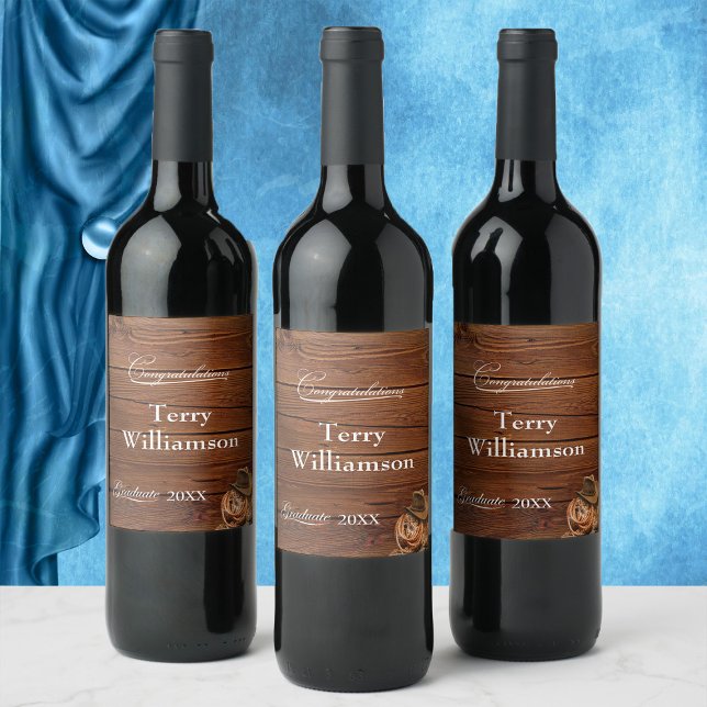 Western Hat and Lasso Graduation party Wine Label (Creator Uploaded)
