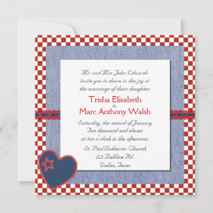 Western Heart and Checks Wedding Invitation