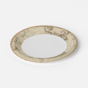 Western Hemisphere Circular Map Paper Plate