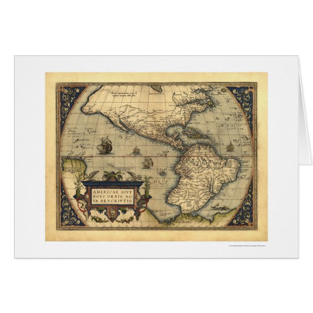 Western Hemisphere Map By Ortelius 1570 (Front Horizontal)