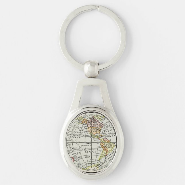 Western Hemisphere Map Globe Travel Key Ring (Front)