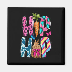 Western Hip Hop Bunny And Carrot Happy Easter Day Magnet
