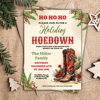 Western Holiday Hoedown, Christmas Country Cowboy Invitation