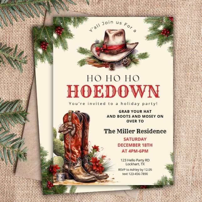 Western Holiday Hoedown, Christmas Country Cowboy  Invitation (Creator Uploaded)