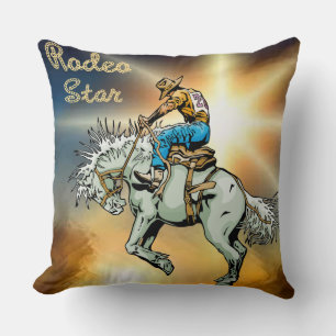 Western Home Decor Pillow Cowboy Bronc Rider