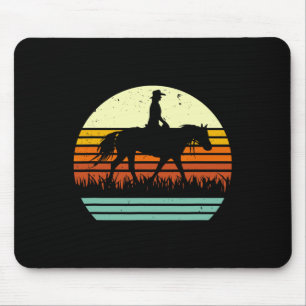 Western Horse And Rider Retro Sun Style Mouse Pad