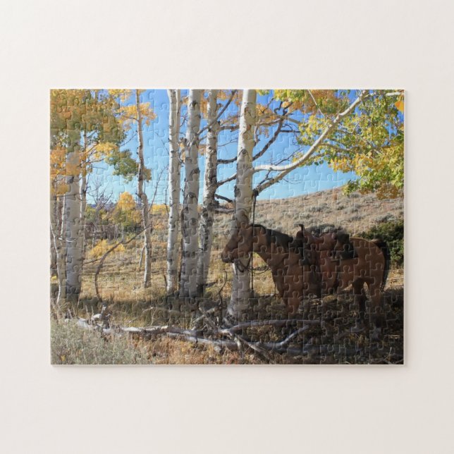Western Horse Autumn Aspen Puzzle (Horizontal)