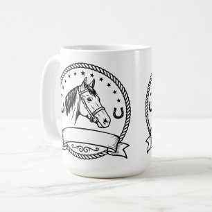 Western Horse Badge Label Coffee Mug