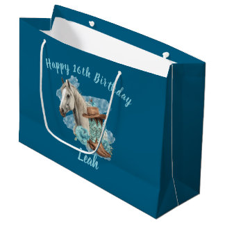 Western Horse Birthday Gift Bag – Navy