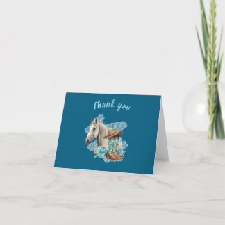 Western Horse Birthday Thank You Card – Navy