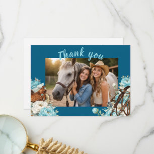 Western Horse Birthday Thank You Card – Navy
