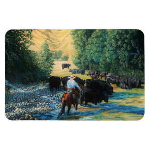 Western horse/black Angus cattle herd/cowboy Magnet