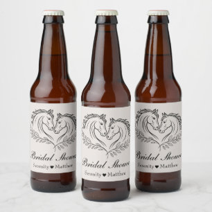 Western Horse Country Elegant Rustic Bridal Shower Beer Bottle Label