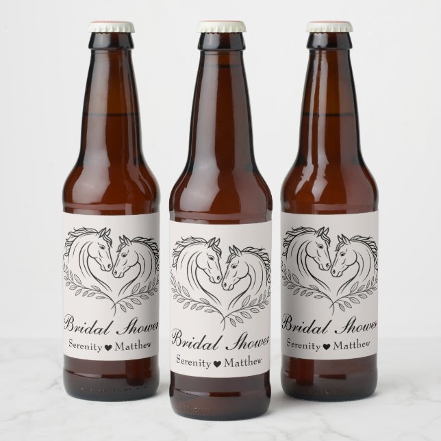 Western Horse Country Elegant Rustic Bridal Shower Beer Bottle Label (Bottles)