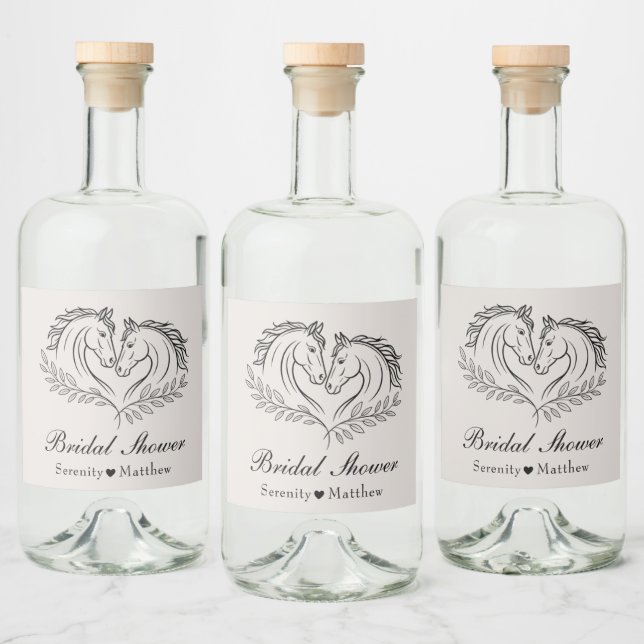 Western Horse Country Elegant Rustic Bridal Shower Liquor Bottle Label (Bottles)