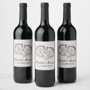 Western Horse Country Elegant Rustic Bridal Shower Wine Label