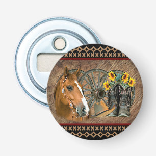Western Horse Cowboy Boots Cowboy Hat Wagon Wheel Bottle Opener