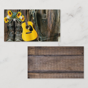 Western Horse Cowboy boots Guitar Sunflowers Business Card
