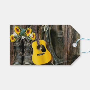 Western Horse Cowboy boots Guitar Sunflowers Gift Tags
