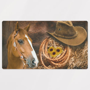 Western Horse Cowboy Hat Lasso Sunflowers 