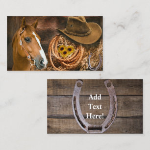 Western Horse Cowboy Hat Lasso Sunflowers Business Card