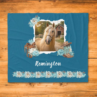 Western Horse Floral Blanket