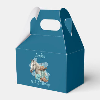 Western Horse Floral Equestrian- Navy Favour Box