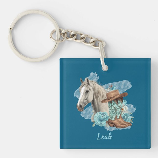 Western Horse Floral Keychain (Front)