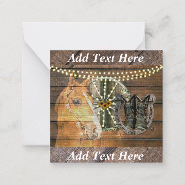 Western Horse Horseshoe Wagon Wheel Cowboy Boots Card (Front)