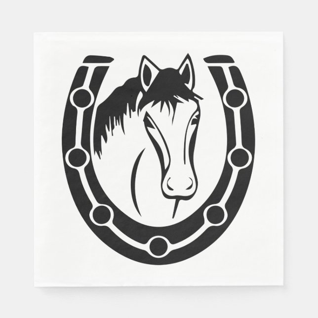 Western Horse Horseshoe Wedding Country Equestrian Napkin (Front)