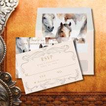 Western Horse Lovers Pink Wedding RSVP Card