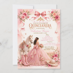 Western Horse Pink Charra Quinceañera Invitation