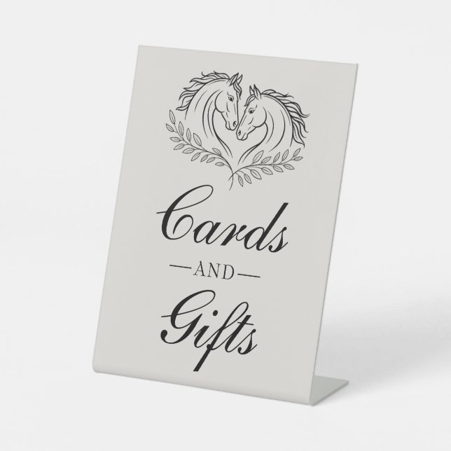 Western Horse Rustic Elegant Wedding Cards & Gifts Pedestal Sign (Front)